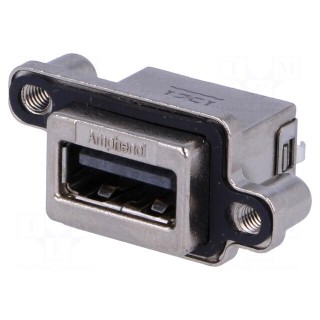 Socket | USB A | MUSB | for panel mounting,screw | THT | straight | IP68