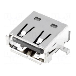 Socket | USB A | on PCBs | SMT | PIN: 4 | horizontal | USB 2.0