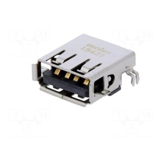 Socket | USB A | on PCBs | THT | PIN: 4 | angled 90° | middle board mount