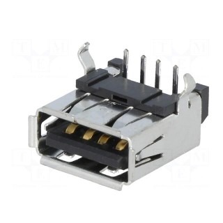 Socket | USB A | on PCBs | THT | PIN: 4 | angled 90° | USB 2.0