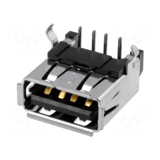 Socket | USB A | on PCBs | THT | PIN: 4 | angled 90° | USB 2.0