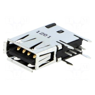 Socket | USB A | on PCBs | THT | PIN: 4 | side,angled 90°