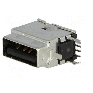 Socket | USB A | on PCBs | THT | PIN: 4 | side,angled 90°
