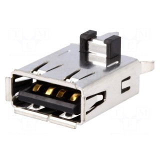 Socket | USB A | on PCBs | THT | PIN: 4 | straight | USB 2.0 | gold-plated