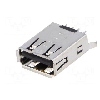 Socket | USB A | on PCBs | THT | PIN: 4 | straight | USB 2.0 | gold-plated