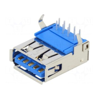 Socket | USB A | on PCBs | THT | PIN: 9 | angled 90° | USB 3.0