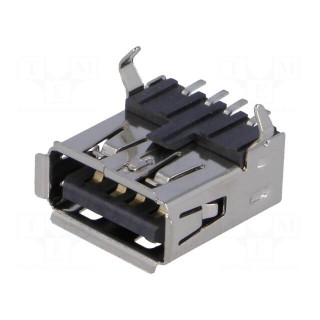 Socket | USB A | on PCBs | SMT | horizontal | 2.0 | gold-plated