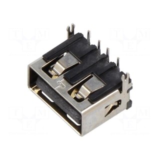 Socket | USB A | THT | PIN: 4 | angled 90° | short | USB 2.0 | 3A