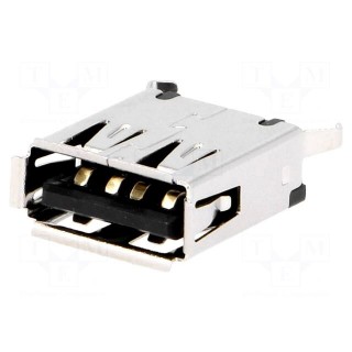 Socket | USB A | THT | straight | USB 2.0 | gold-plated