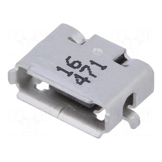Socket | USB AB micro | on PCBs | SMT | PIN: 5 | horizontal | inverse