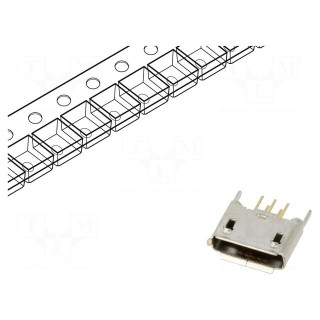 Socket | USB AB micro | THT | PIN: 5 | straight | USB 2.0 | 1.8A