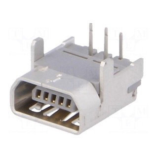 Socket | USB AB mini | on PCBs | THT | PIN: 5 | angled 90°