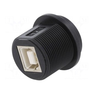 Socket | USB B | for panel mounting,screw | THT | straight | USB 2.0