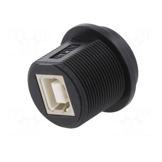 Socket | USB B | for panel mounting,screw | THT | straight | USB 2.0