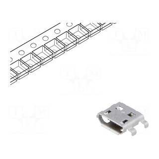 Socket | USB B micro | on PCBs | SMT | horizontal | middle board mount