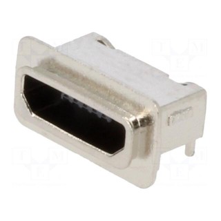 Socket | USB B micro | SMT | PIN: 5 | horizontal | sealed | USB 2.0 | IP67