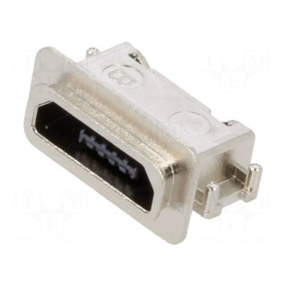 Socket | USB B micro | SMT | PIN: 5 | horizontal | USB 2.0 | IP67 | 1.8A