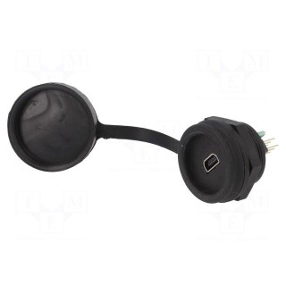 Socket | USB B mini | 1310 | for panel mounting,rear side nut | THT