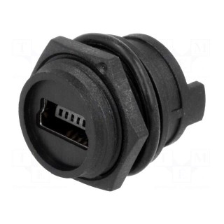 Socket | USB B mini | for panel mounting | soldering | straight | IP67
