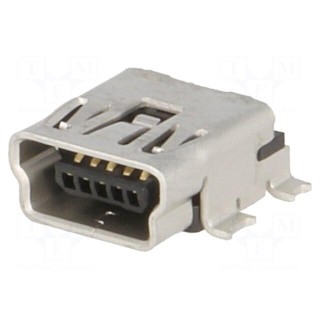 Socket | USB B mini | on PCBs | SMT | PIN: 5 | horizontal