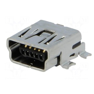 Socket | USB B mini | on PCBs | SMT | PIN: 5 | horizontal | gold-plated