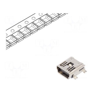 Socket | USB B mini | on PCBs | SMT,THT | PIN: 5 | horizontal | USB 2.0