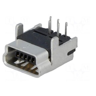 Socket | USB B mini | on PCBs | THT | PIN: 5 | angled 90°