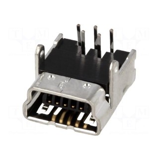 Socket | USB B mini | on PCBs | THT | PIN: 5 | angled 90° | USB 2.0