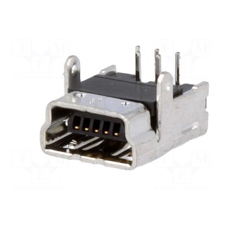 Socket | USB B mini | on PCBs | THT | PIN: 5 | angled 90° | USB 2.0