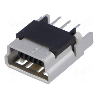 Socket | USB B mini | on PCBs | THT | PIN: 5 | straight
