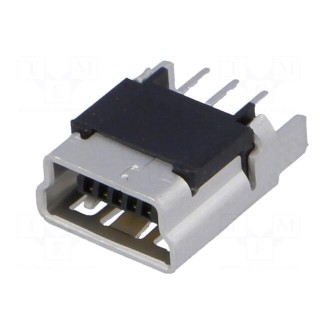Socket | USB B mini | on PCBs | THT | PIN: 5 | straight