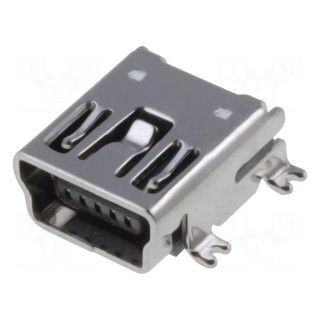 Socket | USB B mini | SMT | horizontal | USB 2.0 | gold-plated