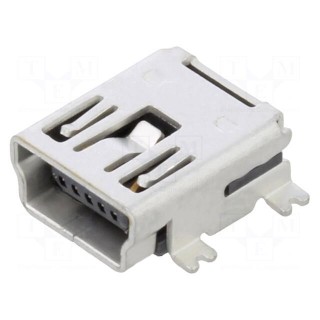 Socket | USB B mini | SMT | PIN: 5 | horizontal | USB 2.0 | 1A