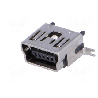 Socket | USB B mini | SMT | vertical | USB 2.0 | gold-plated