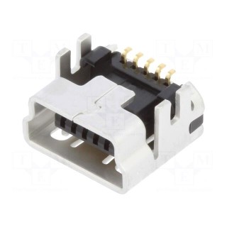 Socket | USB B mini | UX | on PCBs | SMT,THT | PIN: 5 | horizontal