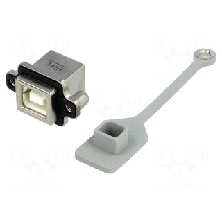 Socket | USB B | MUSB | for panel mounting,screw | THT | angled 90°
