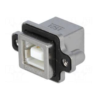 Socket | USB B | MUSB | for panel mounting,screw | THT | angled 90°