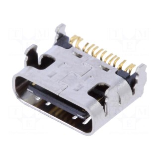 Socket | USB C | on PCBs | SMT | PIN: 12 | angled 90° | USB 2.0
