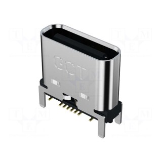 Socket | USB C | SMT | PIN: 16 | vertical | top board mount | USB 2.0 | 5A