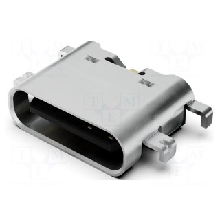 Socket | USB C | SMT | PIN: 6 | horizontal | middle board mount | 3A