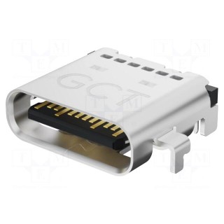 Socket | USB C | SMT | PIN: 24 | horizontal | middle board mount | 5A