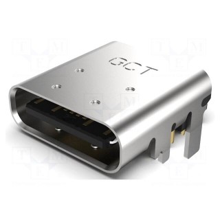 Socket | USB C | THT | PIN: 16 | horizontal | top board mount | USB 2.0