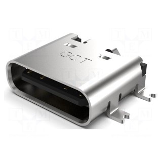 Socket | USB C | Fully SMT | PIN: 16 | horizontal | top board mount