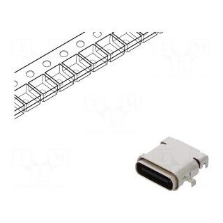 Socket | USB C | SMT | angled 90° | sealed | USB 3.1