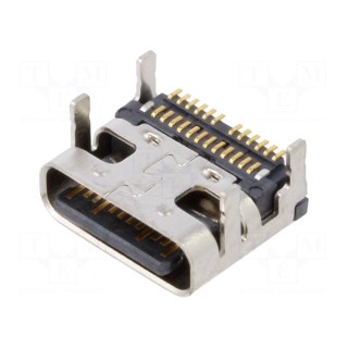 Socket | USB C | SMT | PIN: 24 | horizontal | top board mount | USB 3.2