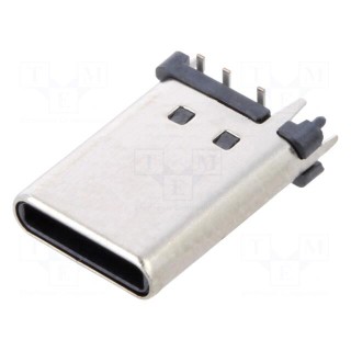 Plug | USB C | SMT | PIN: 6 | vertical | top board mount | USB-C | 3A