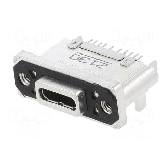 Socket | USB C | THT | PIN: 24 | straight | IP67 | gold-plated | M2,5