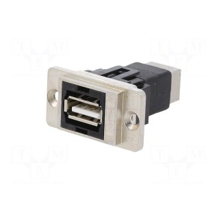 Coupler | DUALSLIM | gold-plated | USB A socket,USB B socket | 29mm