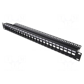 Patch panel | Keystone | Colour: black | Number of ports: 24