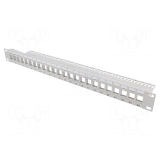 Patch panel | Keystone | Colour: grey | Number of ports: 24